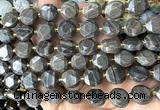 CCB2349 15 inches 12mm faceted coin coffee wood jasper beads