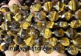 CCB2361 15 inches 12mm faceted coin yellow tiger eye beads