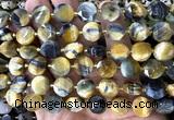 CCB2363 15 inches 12mm faceted coin golden & blue tiger eye beads