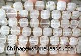 CCB2400 15 inches 10mm faceted square Angolan white quartz beads