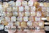 CCB2401 15 inches 10mm faceted square yellow quartz beads