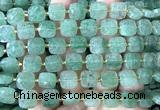 CCB2403 15 inches 10mm faceted square green strawberry quartz beads