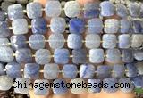 CCB2406 15 inches 10mm faceted square blue aventurine jade beads