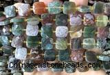 CCB2407 15 inches 10mm faceted square Indian agate beads
