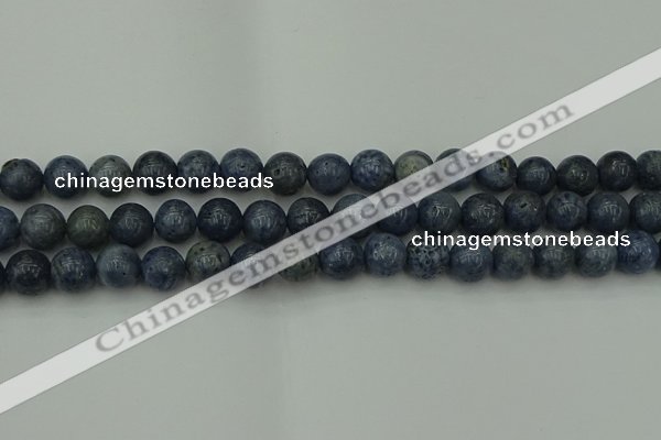 CCB453 15.5 inches 10mm round blue coral beads wholesale