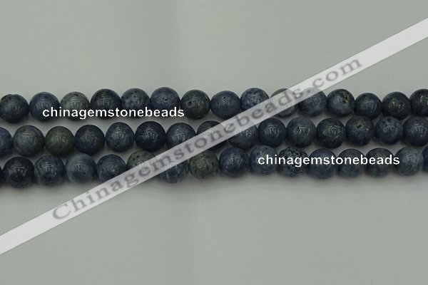 CCB454 15.5 inches 12mm round blue coral beads wholesale