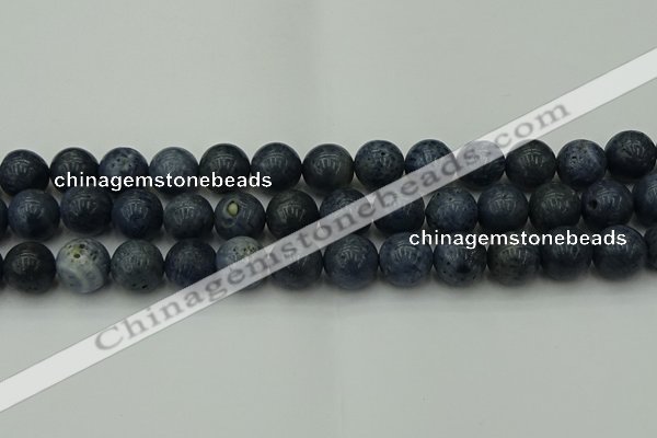 CCB455 15.5 inches 14mm round blue coral beads wholesale