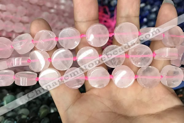 CCB500 15.5 inches 12mm coin rose quartz beads wholesale