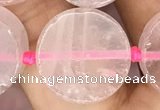 CCB502 15.5 inches 16mm coin rose quartz beads wholesale