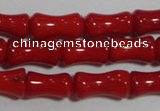CCB51 15.5 inches 6*10mm bamboo shape red coral beads Wholesale