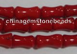 CCB51 15.5 inches 6*10mm bamboo shape red coral beads Wholesale