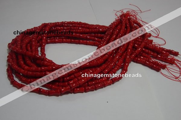 CCB51 15.5 inches 6*10mm bamboo shape red coral beads Wholesale