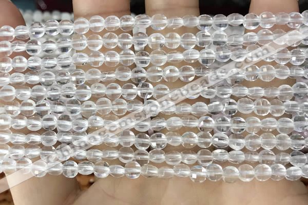 CCB530 15.5 inches 4mm faceted coin white crystal beads