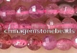 CCB532 15.5 inches 4mm faceted coin strawberry quartz beads