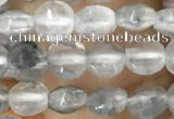 CCB533 15.5 inches 4mm faceted coin cloudy quartz beads