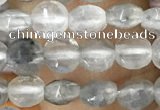 CCB533 15.5 inches 4mm faceted coin cloudy quartz beads