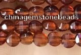 CCB536 15.5 inches 4mm faceted coin orange garnet beads wholesale