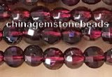 CCB538 15.5 inches 4mm faceted coin red garnet beads wholesale