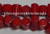 CCB54 15.5 inches 5*8mm faceted column red coral beads Wholesale