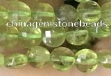 CCB547 15.5 inches 4mm faceted coin peridot gemstone beads