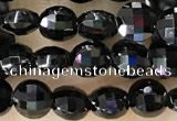 CCB549 15.5 inches 4mm faceted coin black tourmaline beads