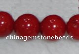 CCB58 15.5 inches 13-14mm round red coral beads Wholesale