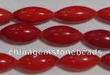 CCB59 15.5 inches 5*12mm rice shape red coral beads Wholesale