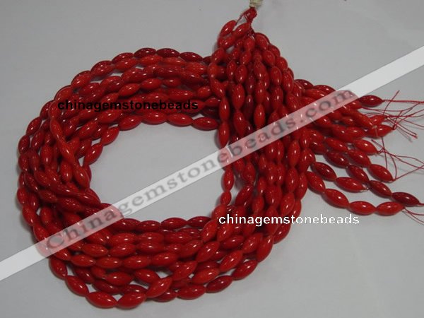 CCB59 15.5 inches 5*12mm rice shape red coral beads Wholesale