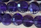 CCB601 15.5 inches 6mm faceted coin natural amethyst beads wholesale