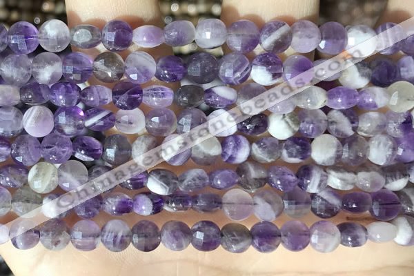 CCB602 15.5 inches 6mm faceted coin dogtooth amethyst  eads