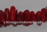 CCB61 15.5 inch 4*11mm irregular branch red coral chip beads