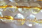 CCB610 15.5 inches 6mm faceted coin golden rutilated quartz beads