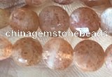 CCB628 15.5 inches 6mm faceted coin natural sunstone gemstone beads