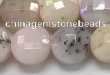 CCB682 15.5 inches 10mm faceted coin pink opal gemstone beads