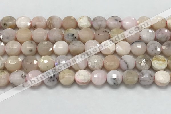 CCB682 15.5 inches 10mm faceted coin pink opal gemstone beads