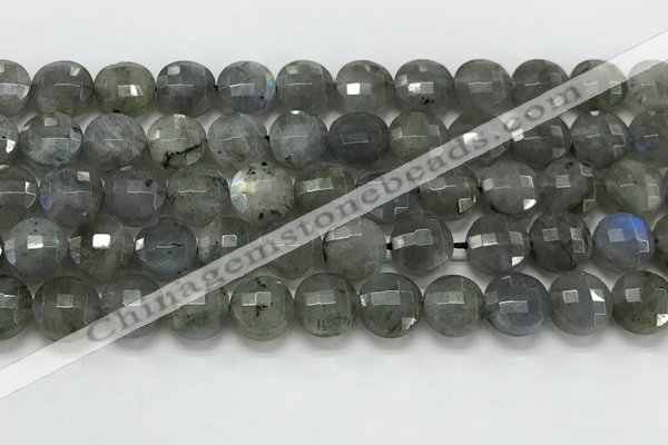 CCB684 15.5 inches 10mm faceted coin labradorite gemstone beads