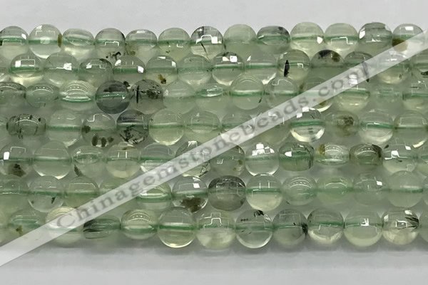 CCB687 15.5 inches 10mm faceted coin prehnite gemstone beads