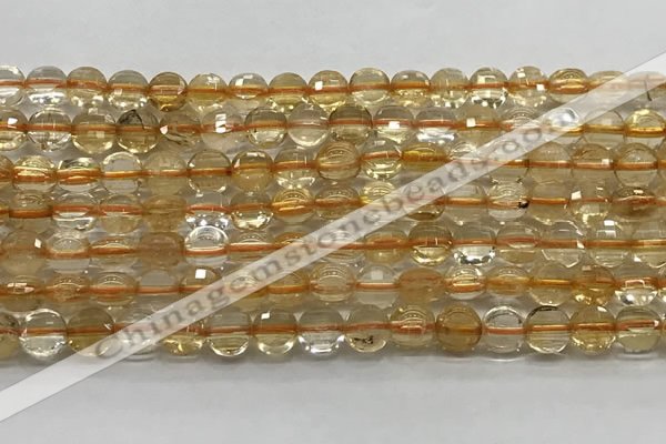 CCB703 15.5 inches 6mm faceted coin citrine gemstone beads