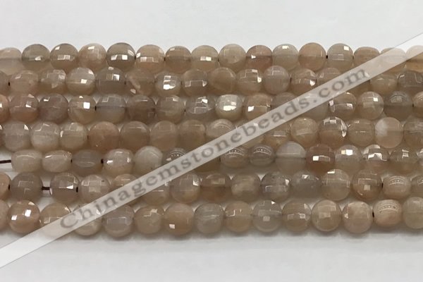 CCB705 15.5 inches 6mm faceted coin moonstone gemstone beads