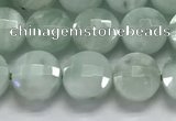 CCB708 15.5 inches 6mm faceted coin green angel skin gemstone beads