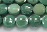 CCB709 15.5 inches 6mm faceted coin grass agate gemstone beads
