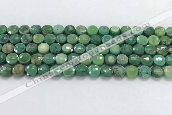 CCB709 15.5 inches 6mm faceted coin grass agate gemstone beads