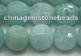 CCB721 15.5 inches 8mm faceted coin amazonite gemstone beads