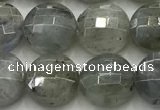 CCB726 15.5 inches 8mm faceted coin labradorite gemstone beads