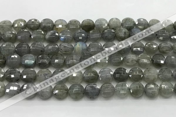 CCB726 15.5 inches 8mm faceted coin labradorite gemstone beads