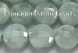 CCB729 15.5 inches 8mm faceted coin green angel skin gemstone beads