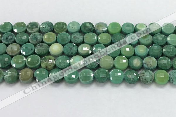 CCB730 15.5 inches 8mm faceted coin grass agate gemstone beads