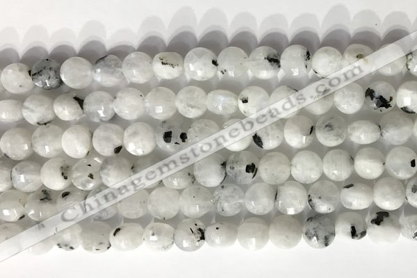 CCB756 15.5 inches 8mm faceted coin white moonstone beads
