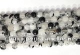 CCB758 15.5 inches 8mm faceted coin black rutilated quartz beads