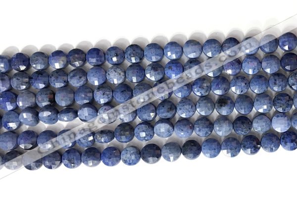 CCB760 15.5 inches 8mm faceted coin blue dumortierite beads